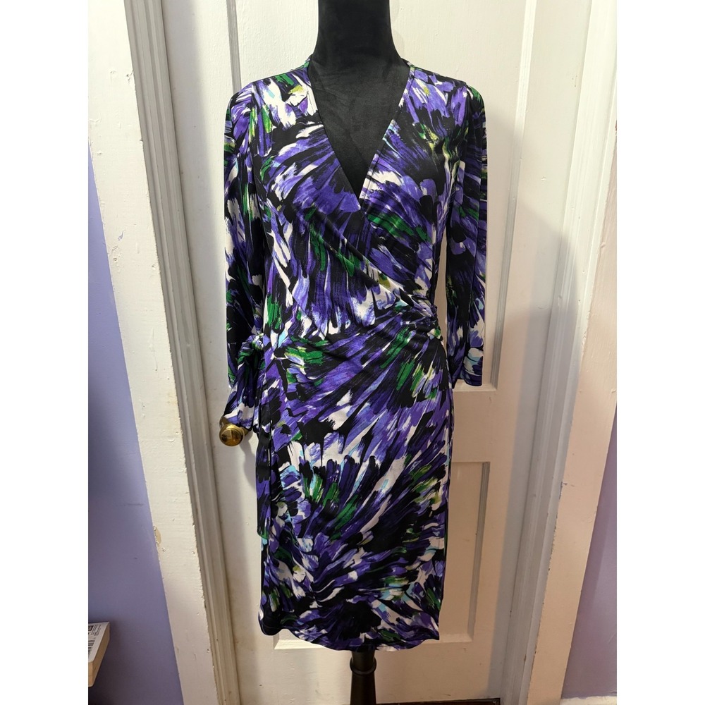 Tahari ASL Purple Wrap Dress in 10